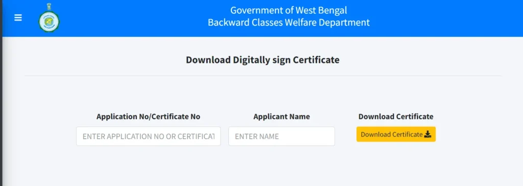 WB Caste Certificate Download
