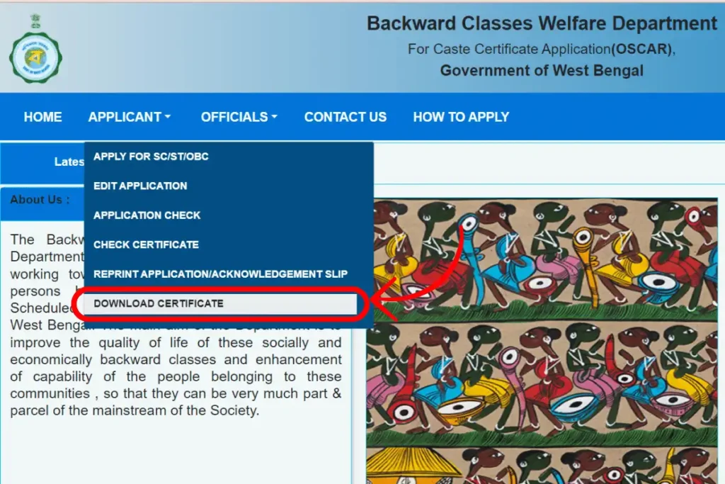 WB Caste Certificate Download Online