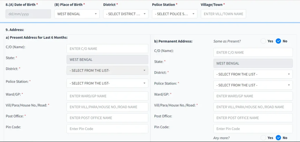 West Bengal Caste Certificate Form PDF 2