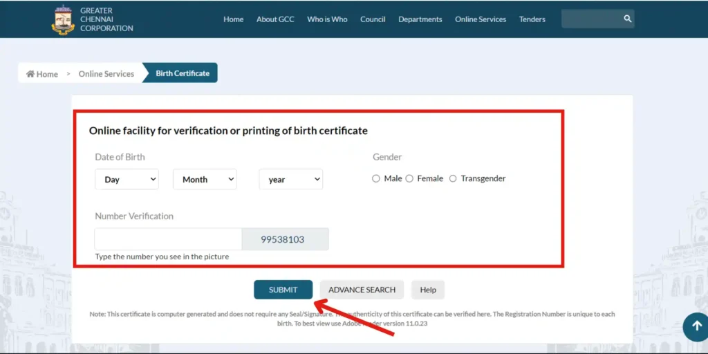Download Birth Certificate Tamil Nadu 4