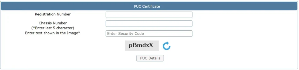 PUC Certificate Download Online Step 4