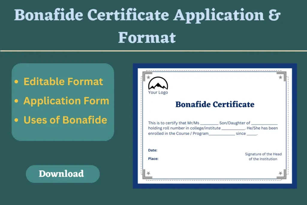 Bonafide Certificate Application & Format
